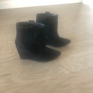 Rebecca Minkoff Bianca Black Suede Wedge Bootie